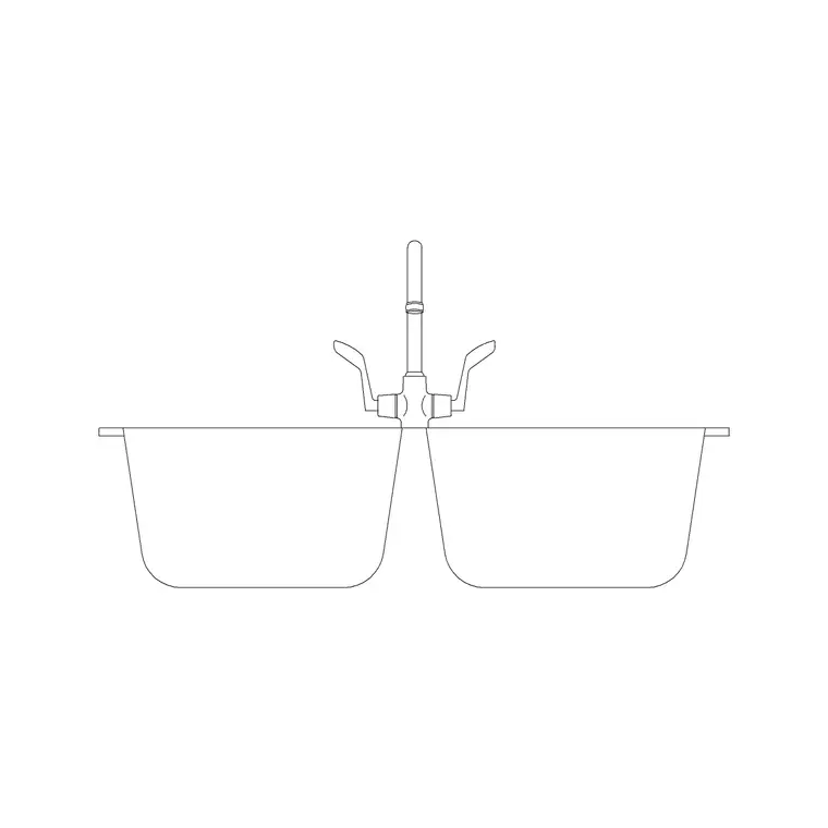 790mm Sink Elevation Double DWG CAD block thumbnail — sinks & faucets drawing