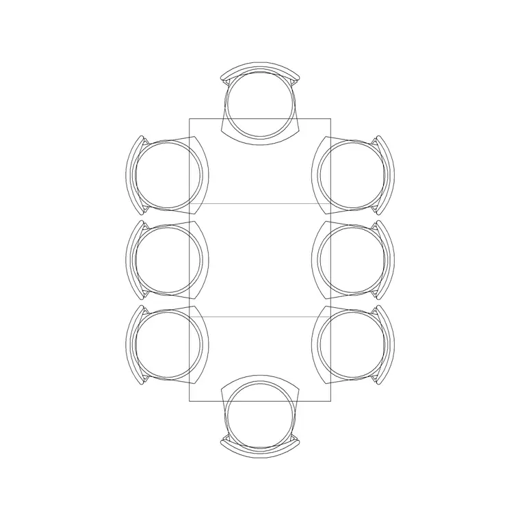 8P 3 Table DWG CAD block thumbnail — office drawing