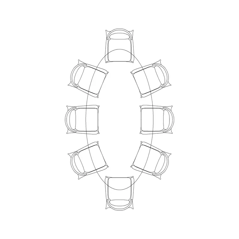 8p Curve Table DWG CAD block thumbnail — office drawing