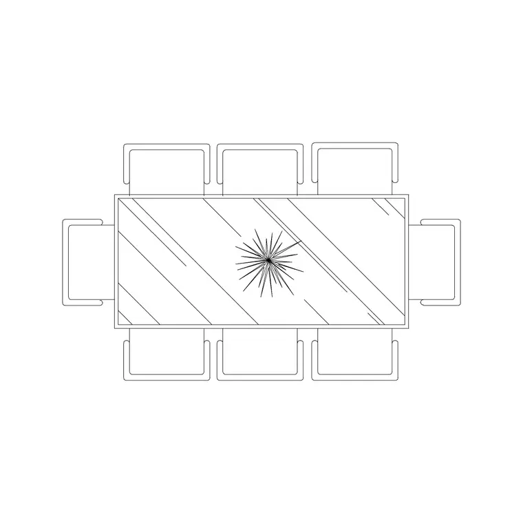 8P Dining Table (2) DWG CAD block thumbnail — furniture drawing