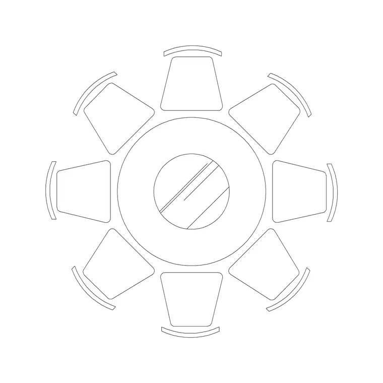 8P Dining Table (3) DWG CAD block thumbnail — furniture drawing