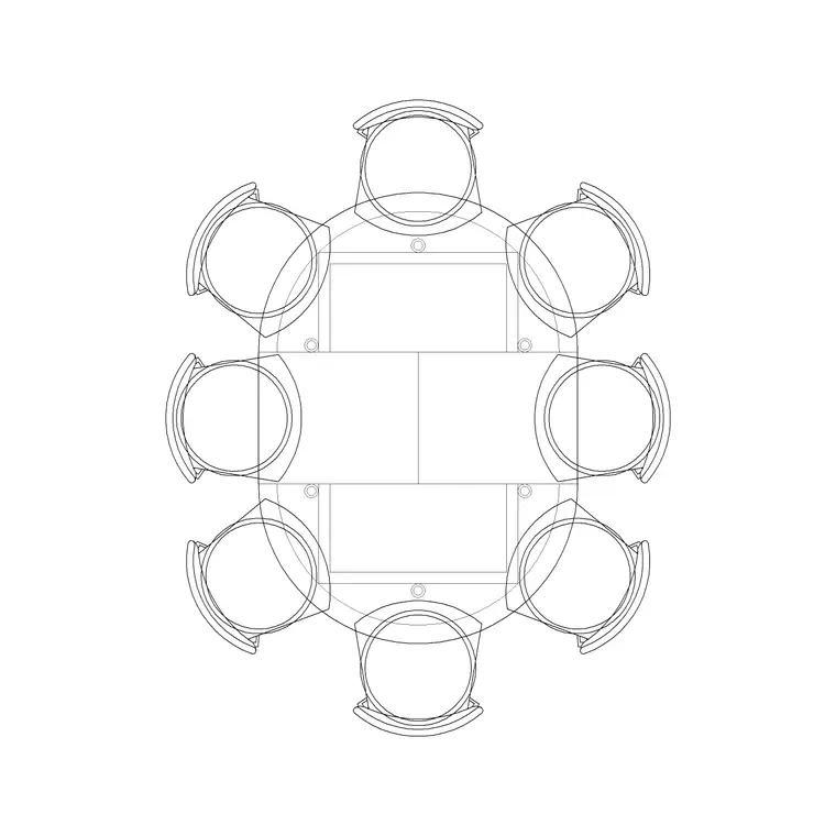 8P Round Table DWG CAD block thumbnail — office drawing
