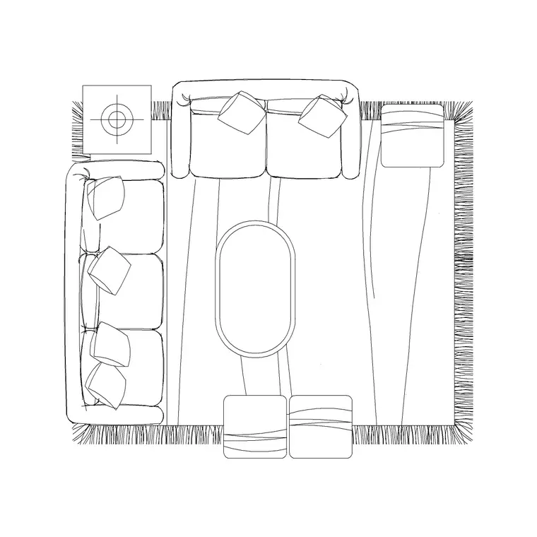 8P Sofa Set DWG CAD block thumbnail — furniture drawing