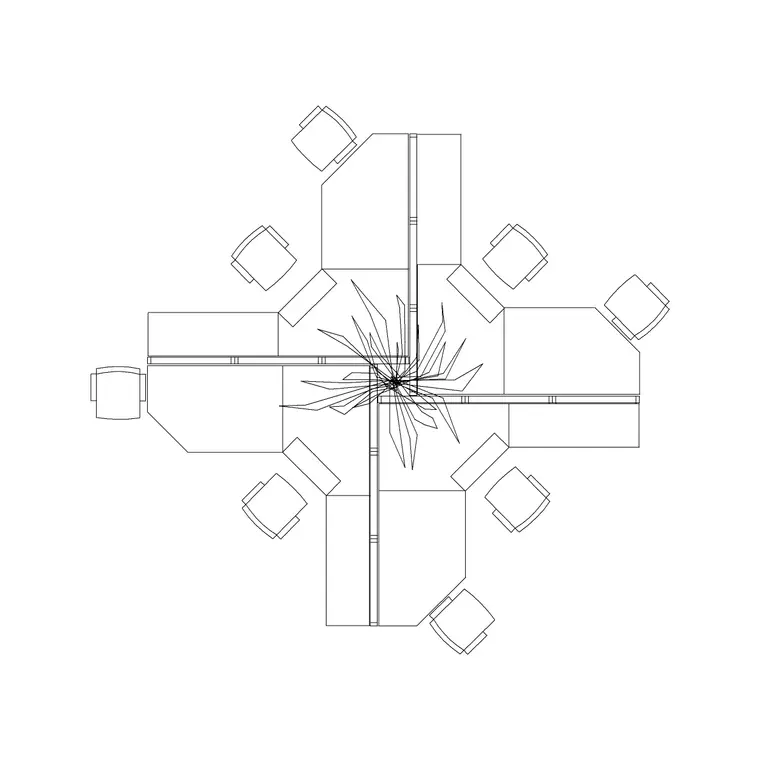 8 Workstation DWG CAD block thumbnail — office drawing