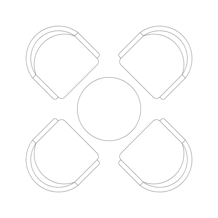 800mm Dia Table 4P DWG CAD block thumbnail — furniture drawing
