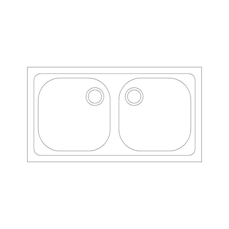 800mm Sink Double Pv Type B DWG CAD block thumbnail — sinks & faucets drawing