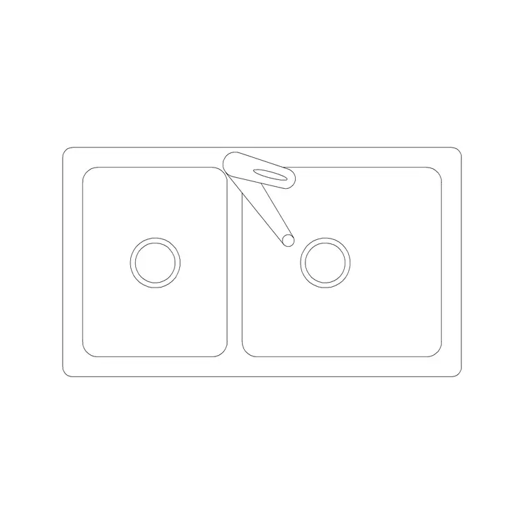 800mm Sink Double Pv Type C DWG CAD block thumbnail — sinks & faucets drawing
