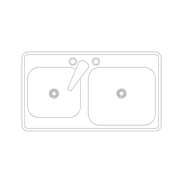 800mm Sink Double Pv DWG CAD block thumbnail — sinks & faucets drawing