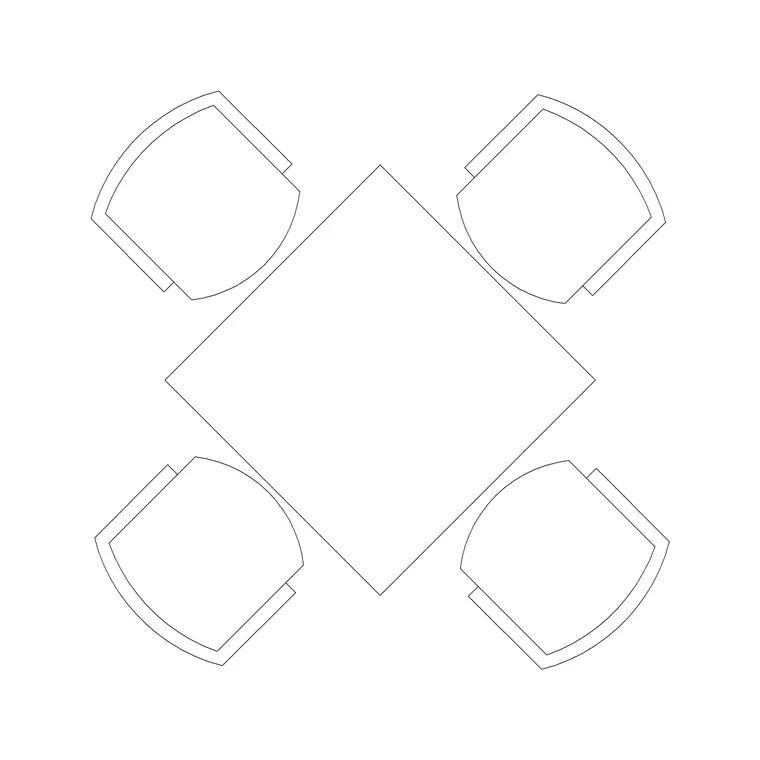 800mm Table 4P Type A DWG CAD block thumbnail — furniture drawing