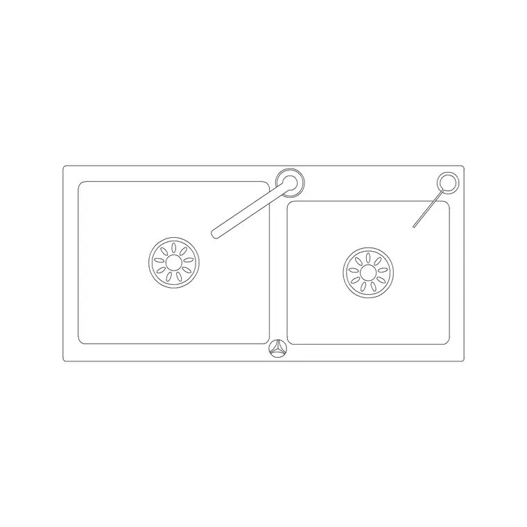 840mm Sink Double Pv Double Faucet DWG CAD block thumbnail — sinks & faucets drawing