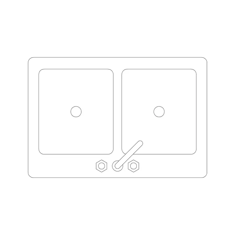 840mm Sink Double Pv DWG CAD block thumbnail — sinks & faucets drawing