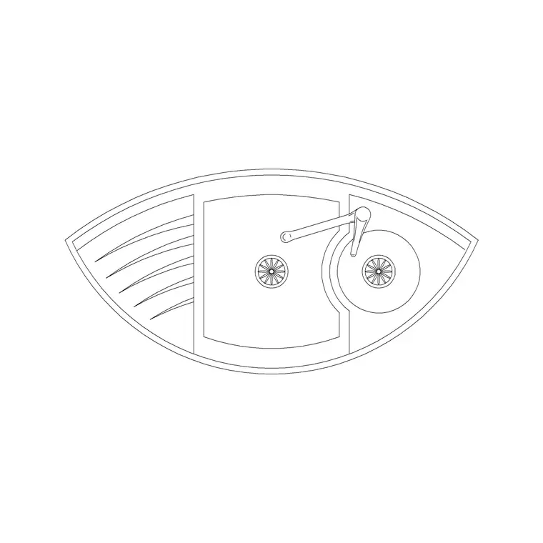 850mm Sink Single Pv Curve DWG CAD block thumbnail — sinks & faucets drawing