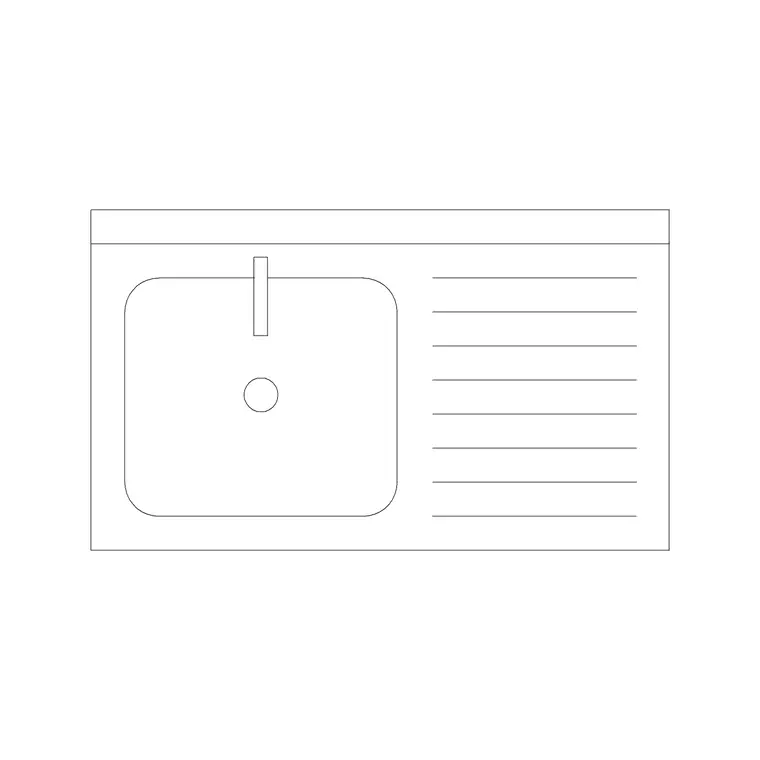 850mm Sink Single Pv DWG CAD block thumbnail — sinks & faucets drawing