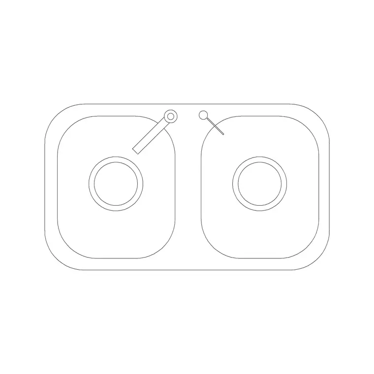 865mm Sink Double Pv DWG CAD block thumbnail — sinks & faucets drawing
