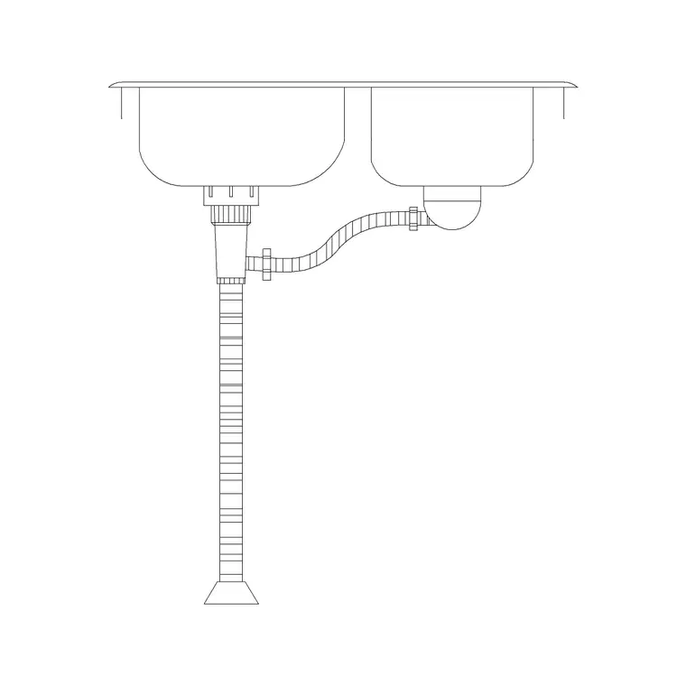 870mm Sink Elevation Double DWG CAD block thumbnail — sinks & faucets drawing
