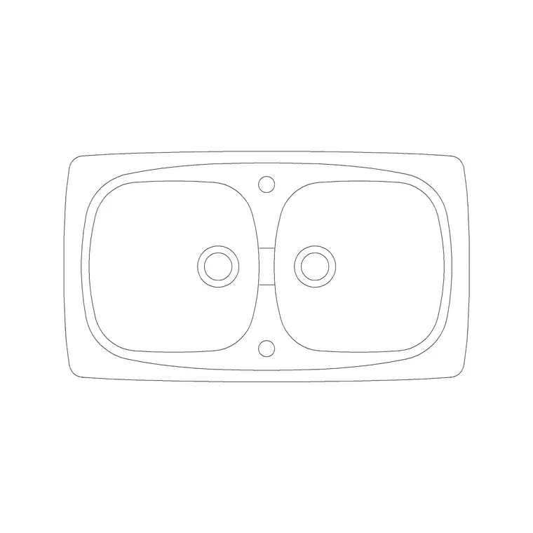 880mm Sink Double Pv Curve DWG CAD block thumbnail — sinks & faucets drawing