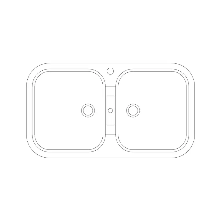 880mm Sink Double Pv DWG CAD block thumbnail — sinks & faucets drawing