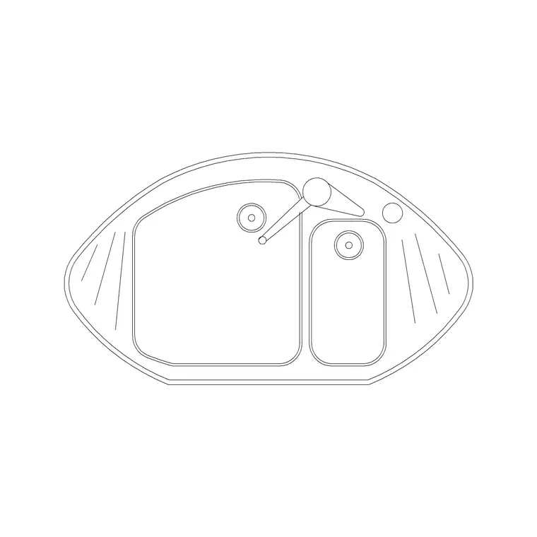880mm Sink Single Pv Curve DWG CAD block thumbnail — sinks & faucets drawing