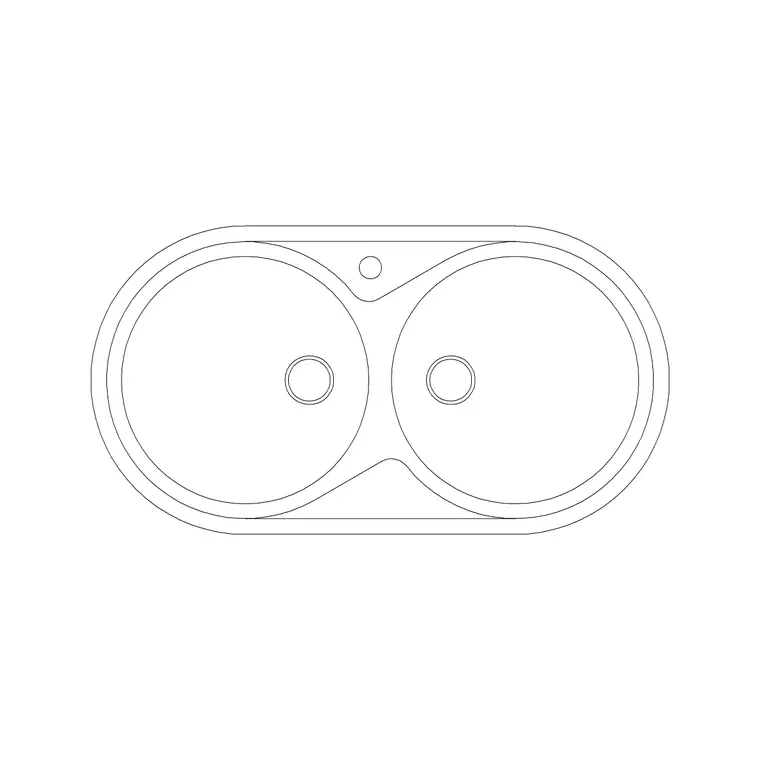 900mm Sink Double Circular Pv DWG CAD block thumbnail — sinks & faucets drawing