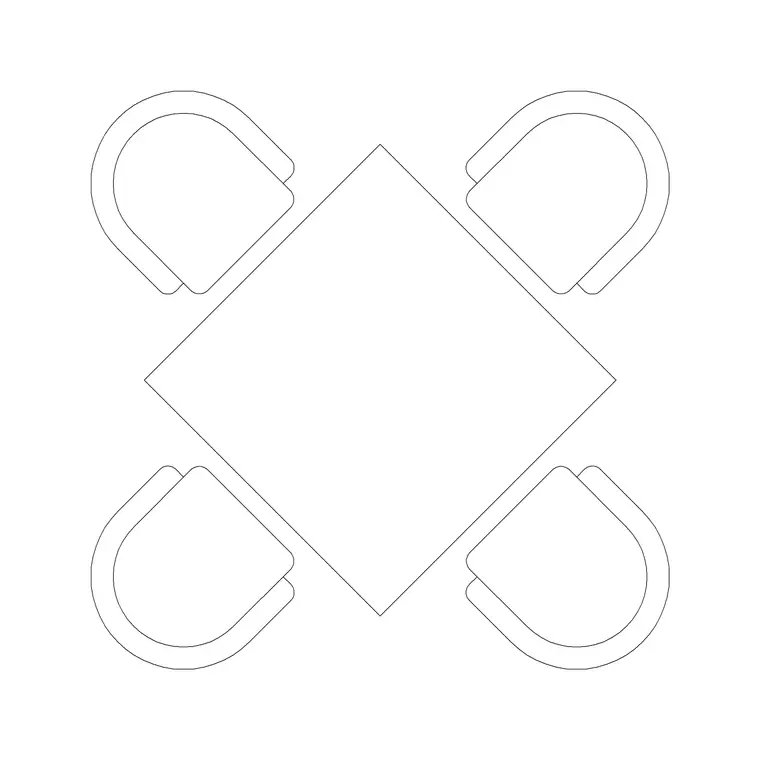 900mm Table 4P Type C DWG CAD block thumbnail — furniture drawing