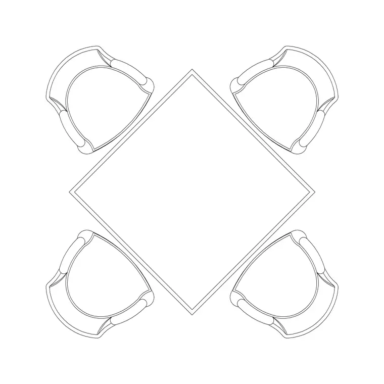 900mm Table 4P DWG CAD block thumbnail — furniture drawing