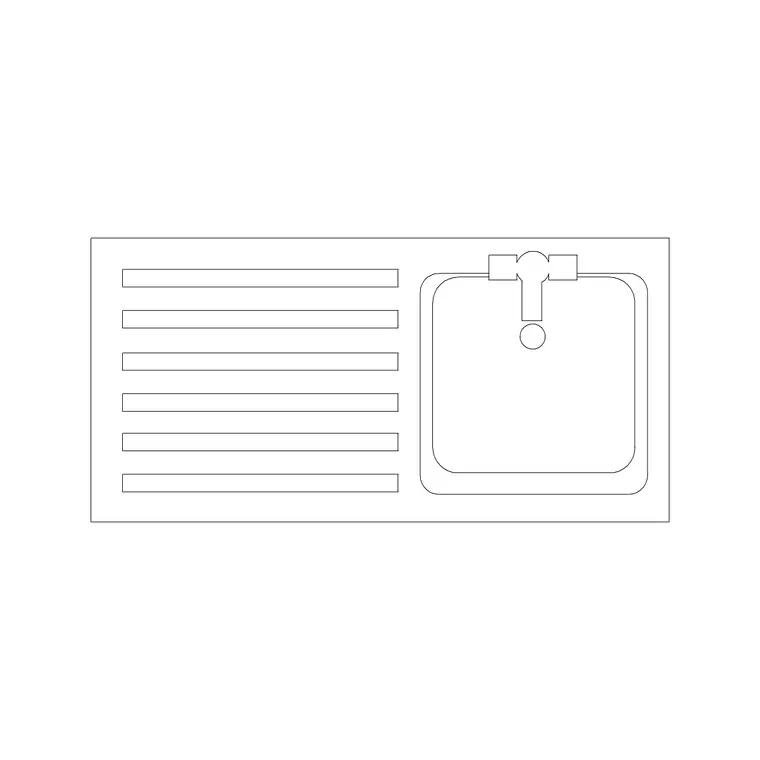 920mm Sink Single Pv Rec DWG CAD block thumbnail — sinks & faucets drawing