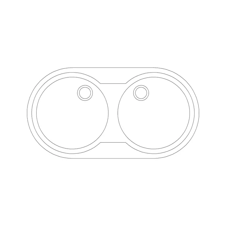 940mm Sink Double Circular Pv DWG CAD block thumbnail — sinks & faucets drawing