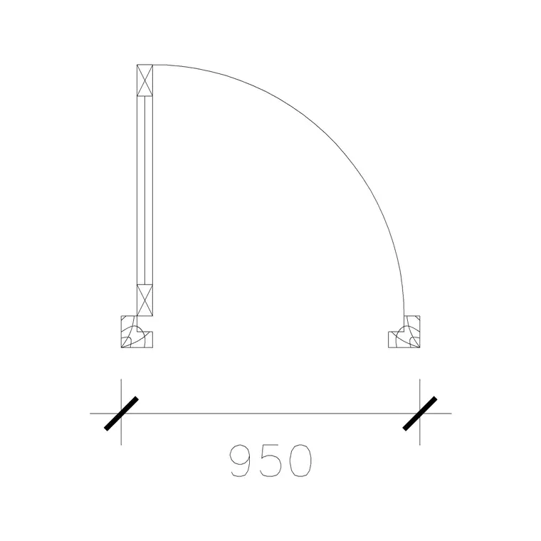 950 Mm Laminated Door DWG CAD block thumbnail — doors drawing