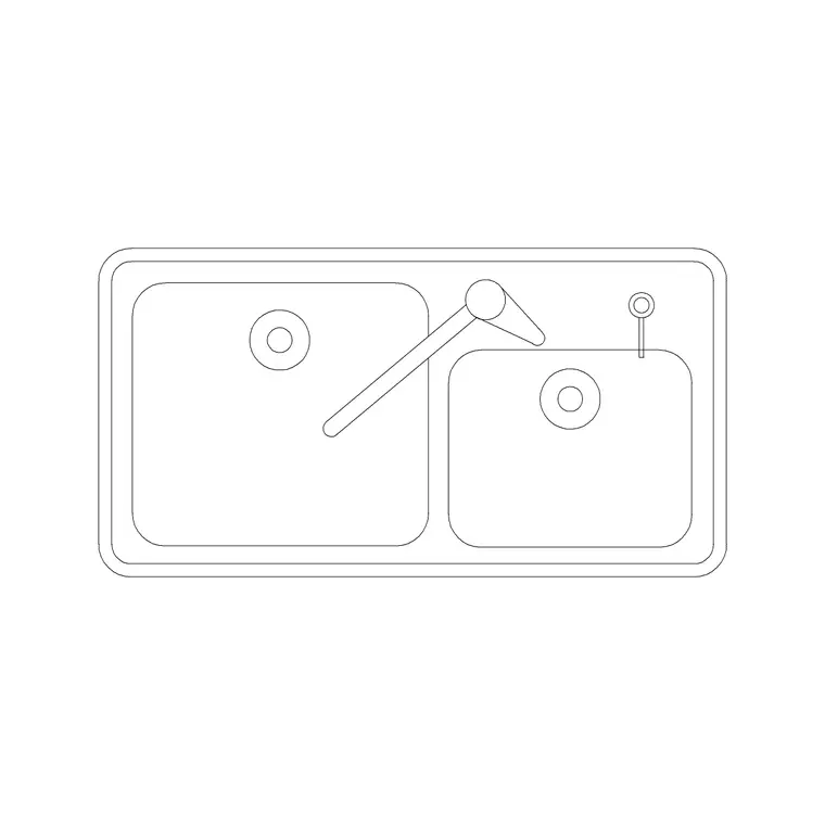 950mm Sink Double Pv DWG CAD block thumbnail — sinks & faucets drawing