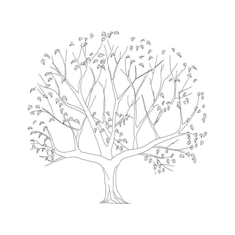 Ashvatha DWG CAD block thumbnail — trees & plants drawing