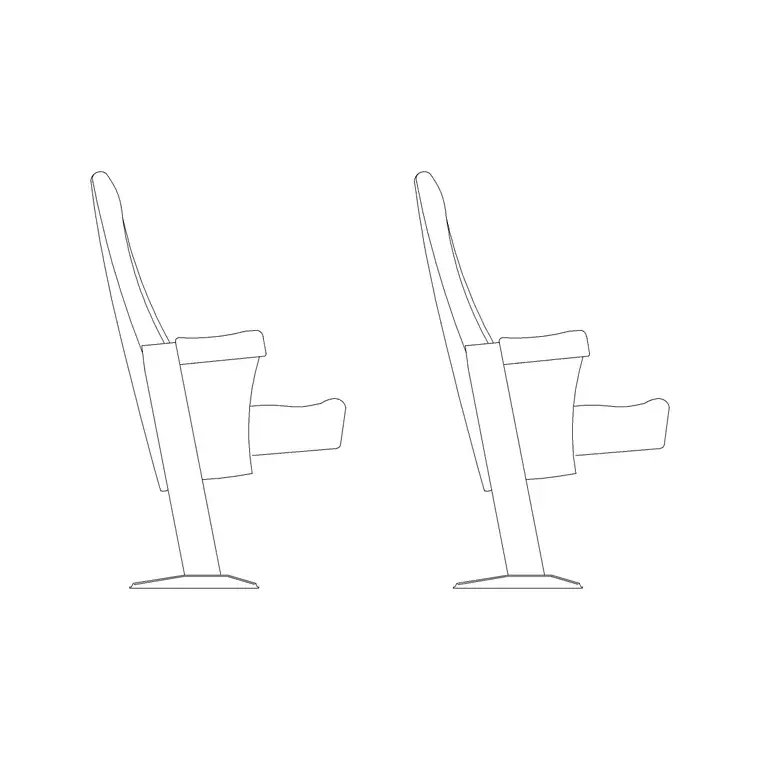 Audi Chair Side Ele 2 Seater Open DWG CAD block thumbnail — furniture drawing