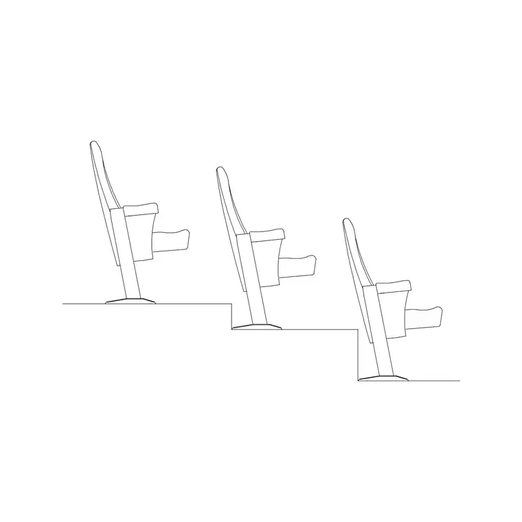 Audi Chair Side Ele 3 Seater Open DWG CAD block thumbnail — furniture drawing