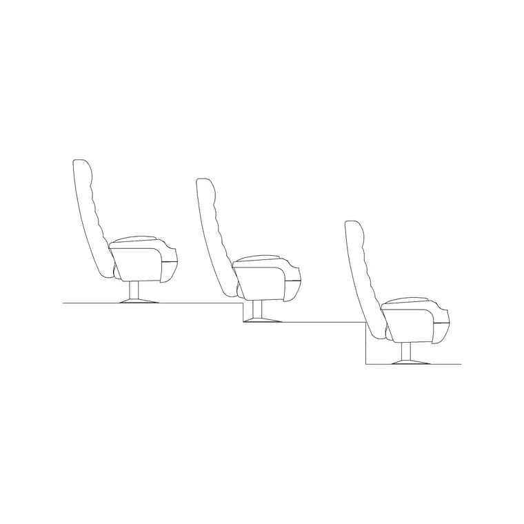 Audi Sofa Seat Triple Side Ele Open DWG CAD block thumbnail — furniture drawing
