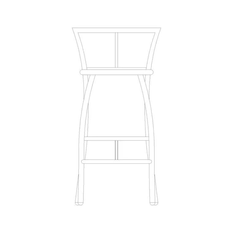 Back Elevation Stool DWG CAD block thumbnail — furniture drawing
