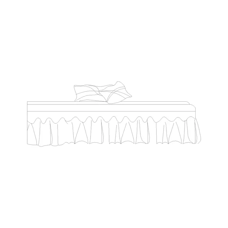 Backless Bed Front Elevation DWG CAD block thumbnail — bedroom drawing