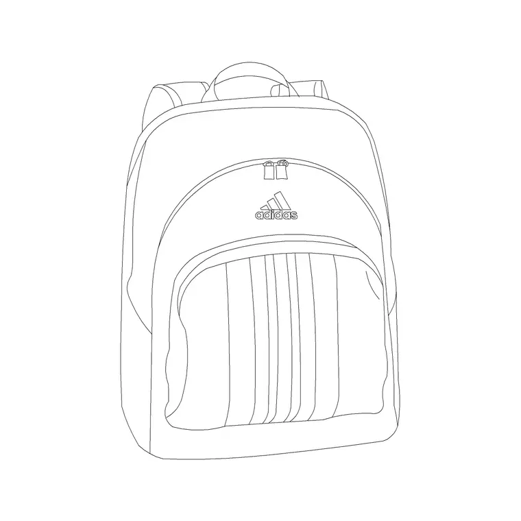 Backpack CAD block DWG — plan and elevation view