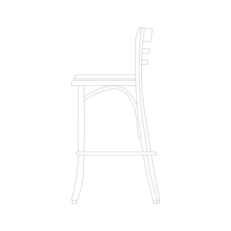Bar Stool With Wooden Strip DWG CAD block thumbnail — furniture drawing