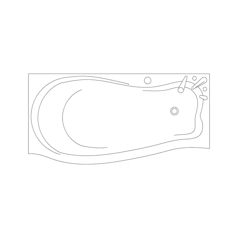 Bath Curve Shape DWG CAD block thumbnail — bathroom drawing