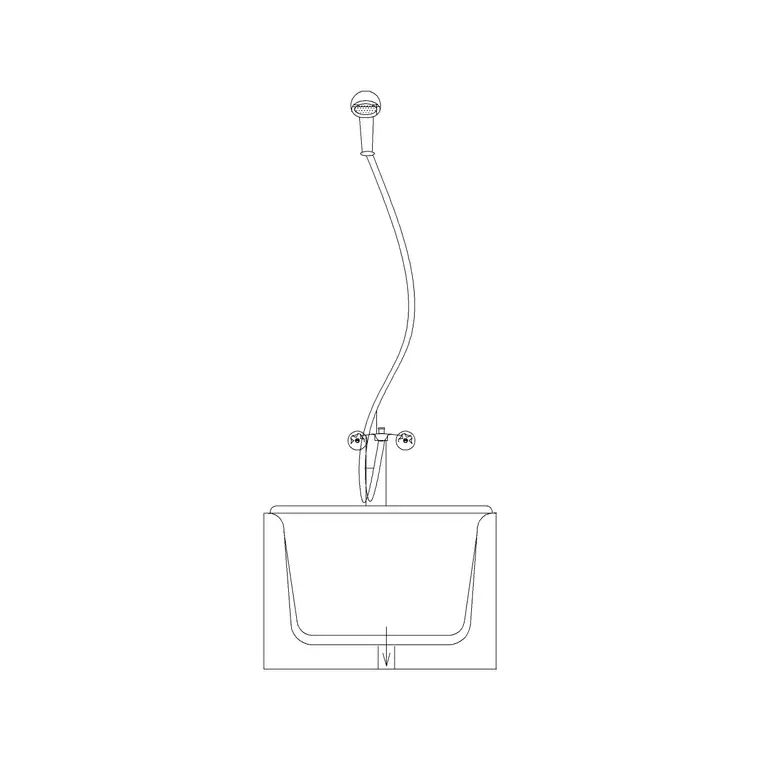 Bath Front Sec With Shower DWG CAD block thumbnail — bathroom drawing
