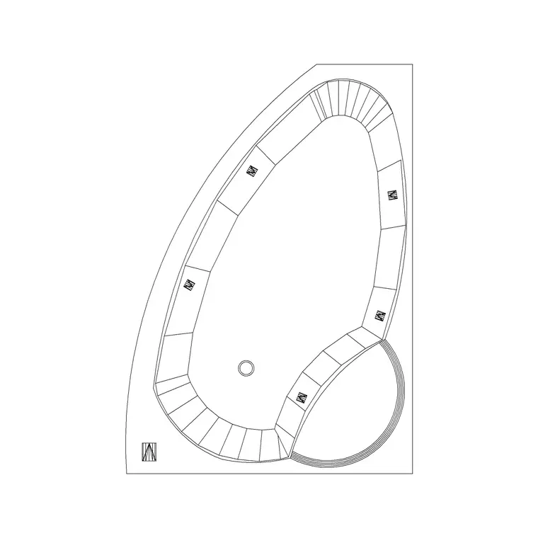 Bath Plan Triangular Type B DWG CAD block thumbnail — bathroom drawing