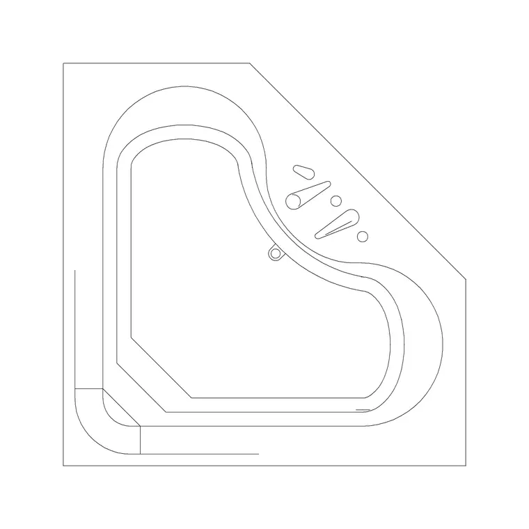 Bath Plan Triangular With Faucet DWG CAD block thumbnail — bathroom drawing