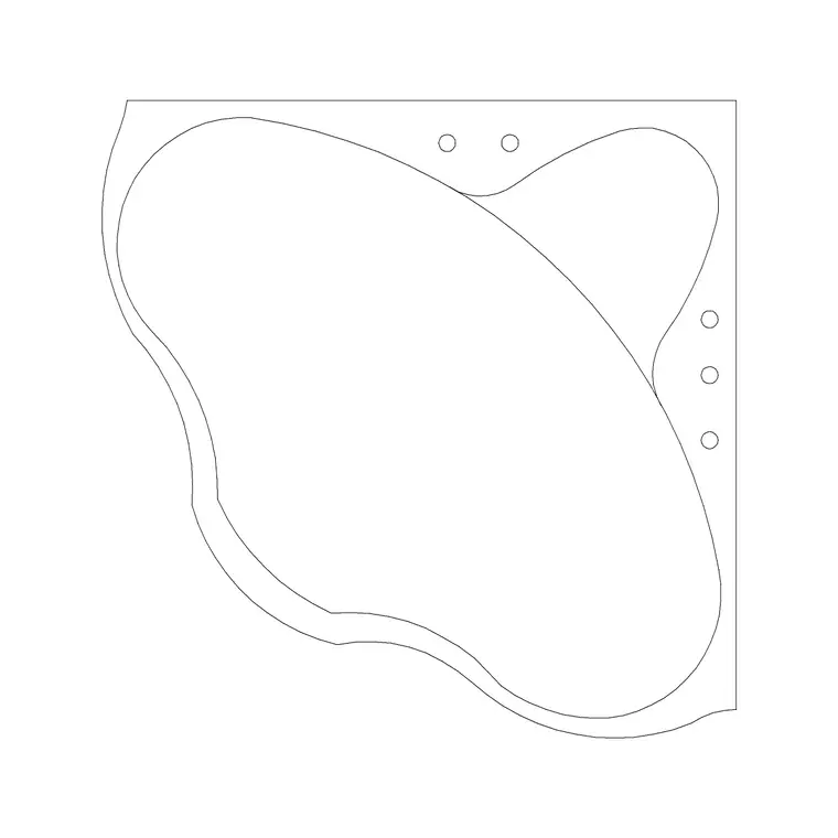 Bath Plan Triangular Without Faucet DWG CAD block thumbnail — bathroom drawing