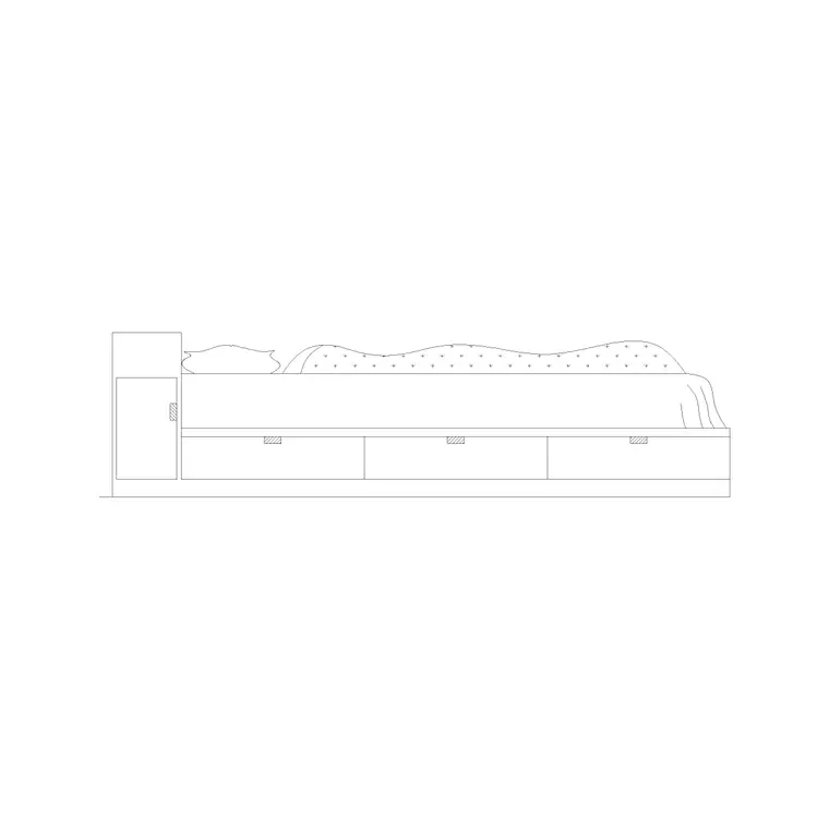 Bed Side Elevation With Bottom Drawer DWG CAD block thumbnail — bedroom drawing