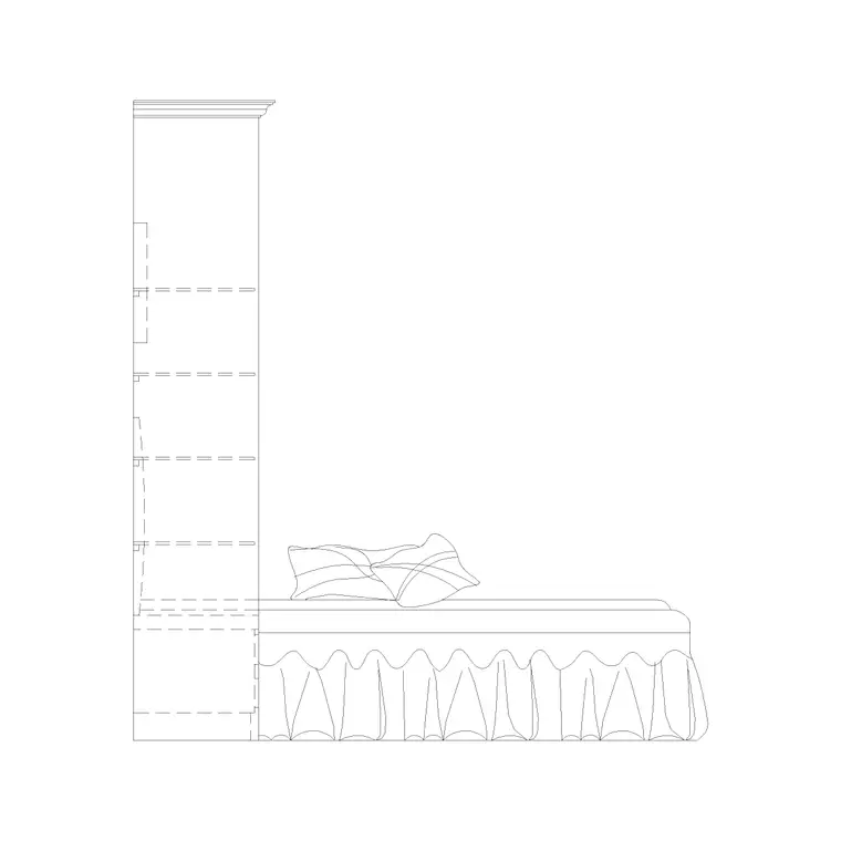 Bed Side Elevation With Cabinet Back DWG CAD block thumbnail — bedroom drawing