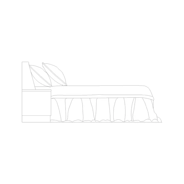 Bed Side Elevation With High Matress DWG CAD block thumbnail — bedroom drawing