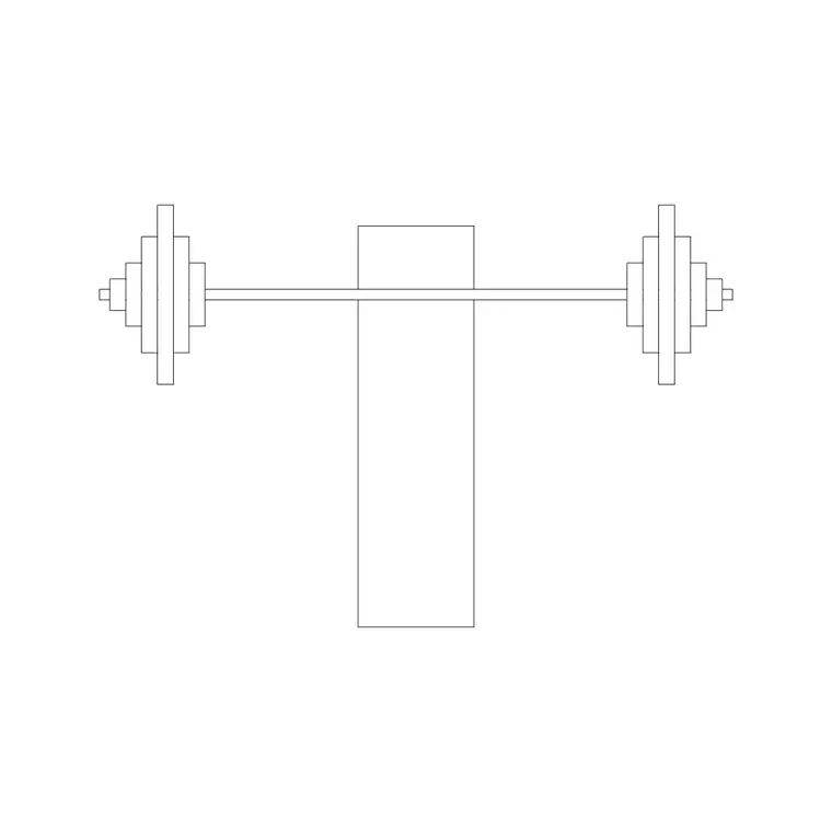 Bench With Wieghts DWG CAD block thumbnail — fitness & sports drawing