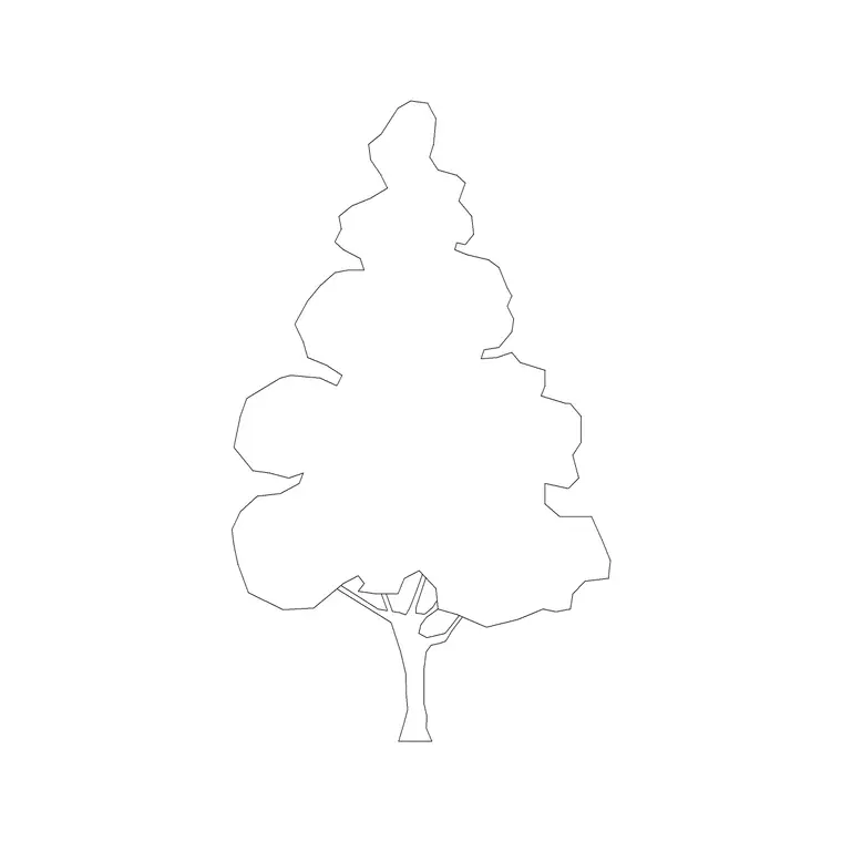 Big Tree Ele (13) DWG CAD block thumbnail — trees & plants drawing
