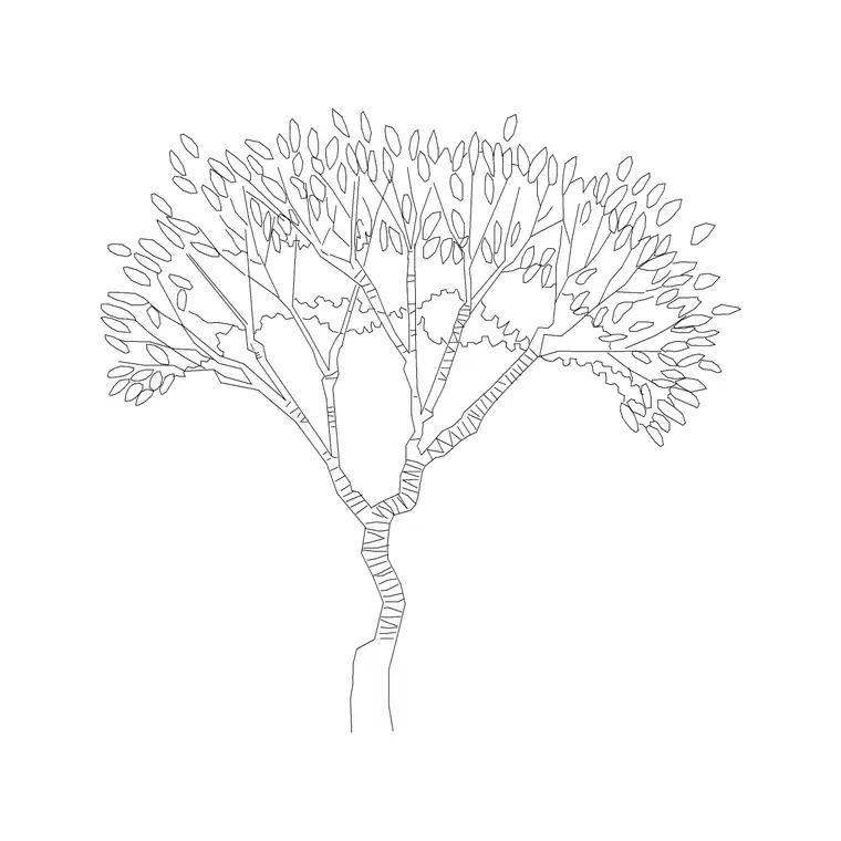 Big Tree Ele (14) DWG CAD block thumbnail — trees & plants drawing