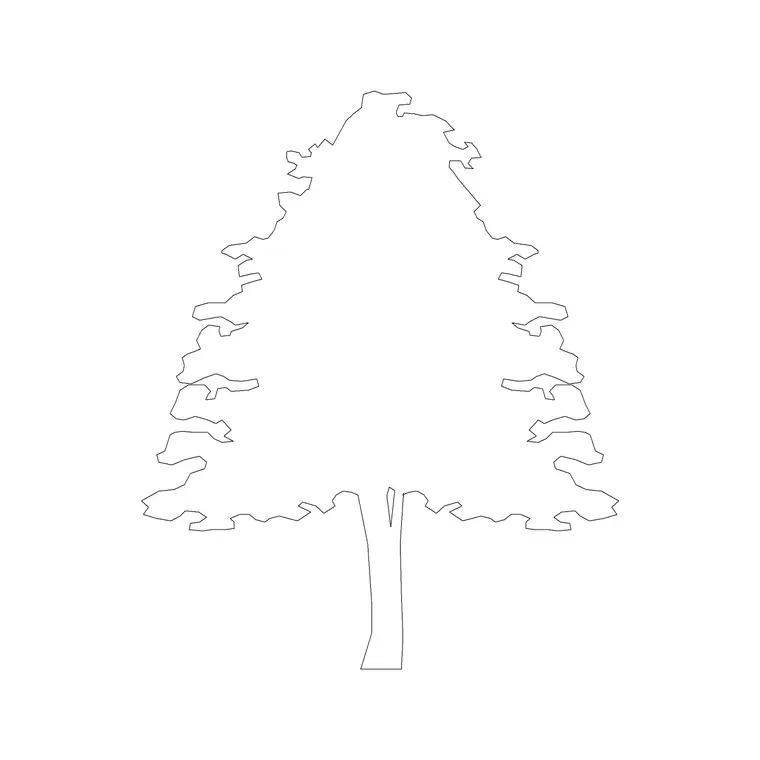 Big Tree Ele (17) DWG CAD block thumbnail — trees & plants drawing
