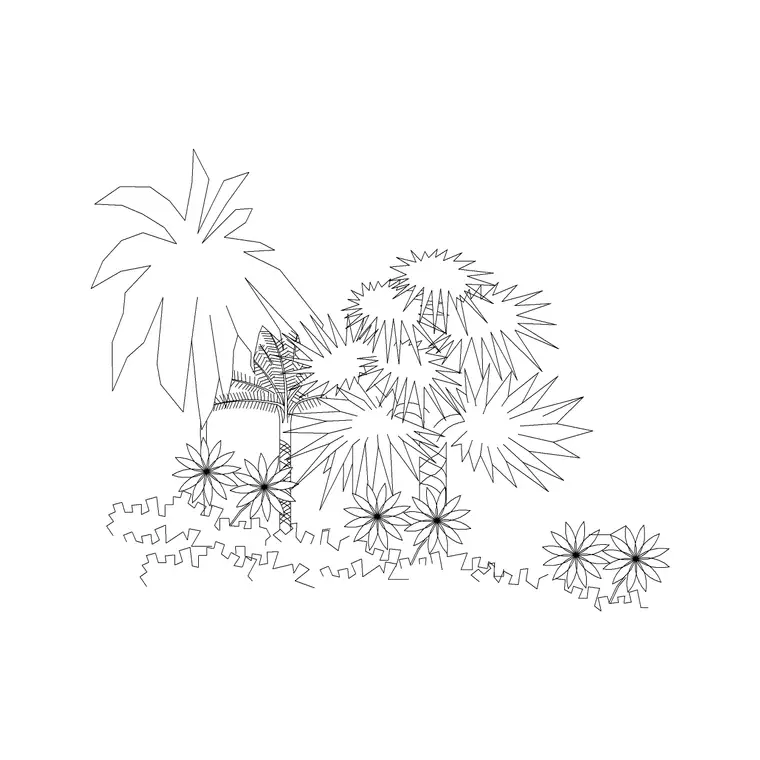 Big Tree Ele (8) DWG CAD block thumbnail — trees & plants drawing